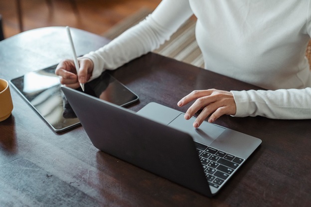 A person working on case management software