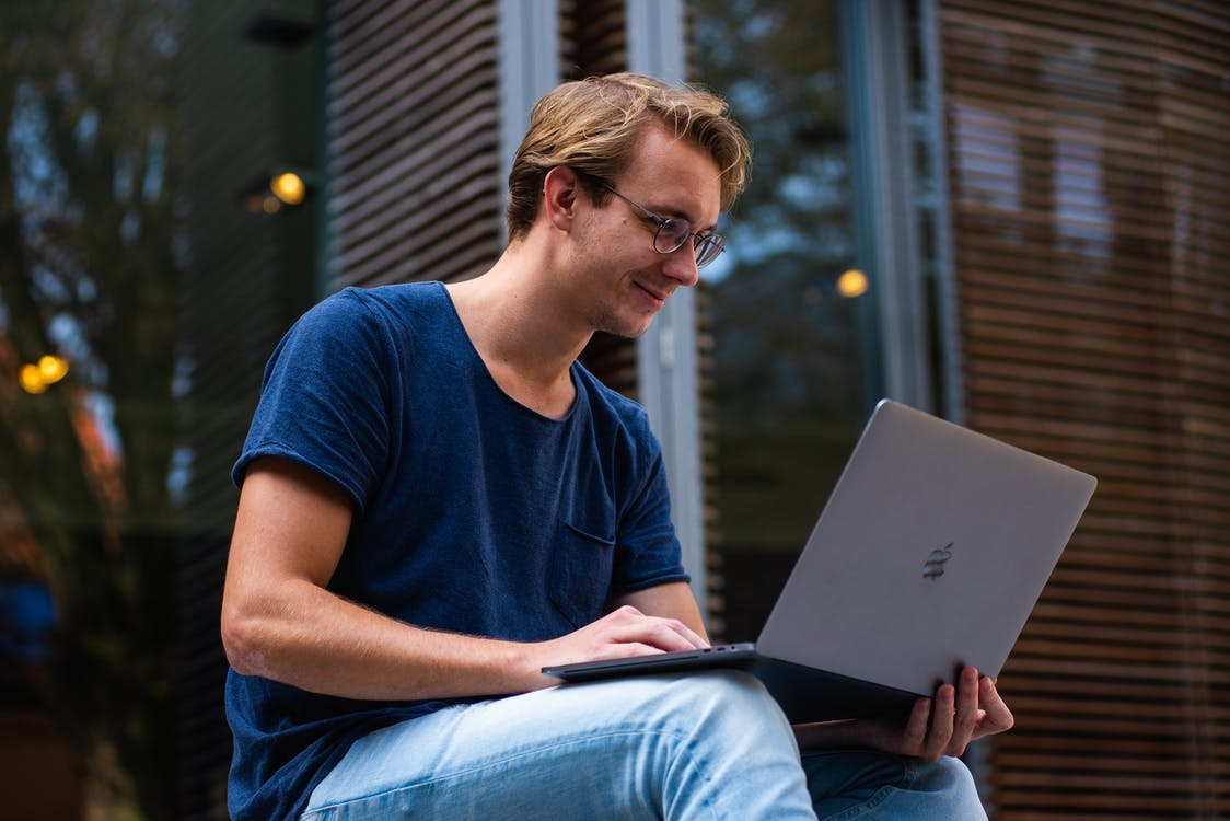 man using a laptop